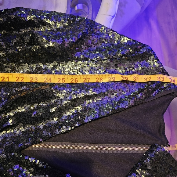 Green Sequin Glam Long Sleve Formal Short Dress with Gold Zipper Detail size M - Picture 15 of 16